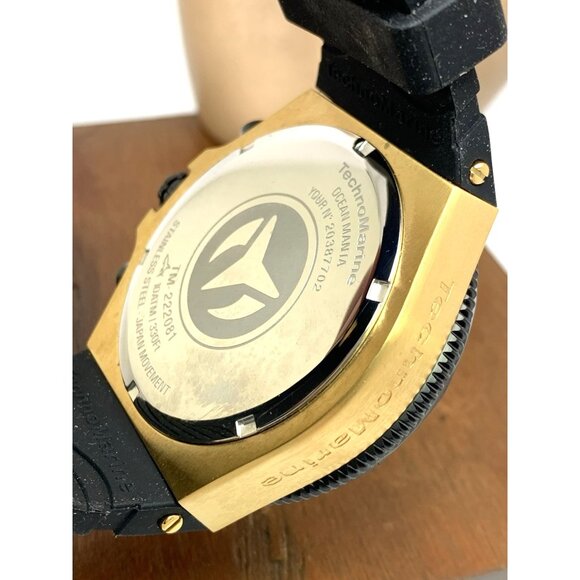 Technomarine Men's Watch TM-222081 Chronograph Quartz Gold Black Rubber Strap - Picture 7 of 15